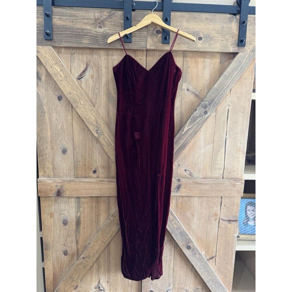 Vintage Roberta Y2K 90s Velvet Maxi Maroon Dress Sz Small Prom Formal Whimsigoth